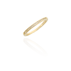 Anel Aparador Fininho Cravejado de Zircônias Brancas Banho Ouro 18K