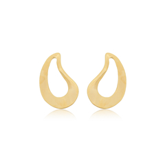 Brinco Espelhado Designer Oval Torcido Banho Ouro 18k - comprar online