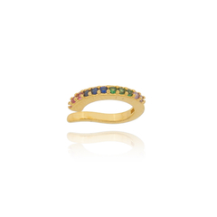 Piercing de Pressão 1 Faixa Cravejada Microzircônias Coloridas Banho Ouro 18k