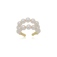 Piercing 2 Faixas Pérolas Banho Ouro 18K