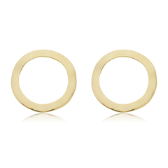 Brinco Orgânico Círculo Vazado Martelado Banho Ouro 18K