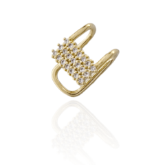 Piercing 3 Faixas Cravejadas Microzircônias Vertical Banho Ouro 18k