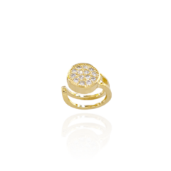 Piercing de Pressão Círculo Texturizado e Cravejado de Zircônias Brancas Banho Ouro 18K