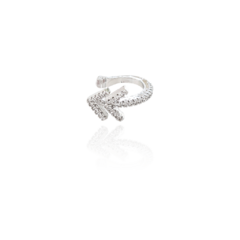 Piercing Setas Cravejadas Zircônias Brancas Banho Ródio Branco