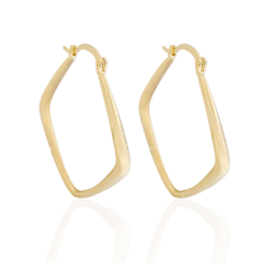Brinco Argola Formato Losango Banho Ouro 18K