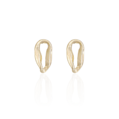 Brinco Oval Orgânico Delicado Banho Ouro 18K - comprar online