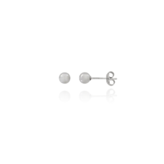 Brinco Bolinha Espelhada 0.4cm Banho Ródio Branco - comprar online