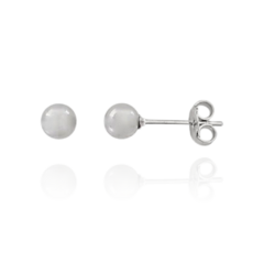 Brinco Bolinha Espelhada 0.8cm Banho Ródio Branco - comprar online