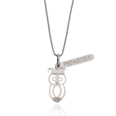 Colar Profissão Pedagogia Banho Ródio Branco - comprar online