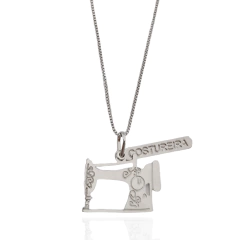 Colar Profissão Costureira Banho Ródio Branco - comprar online