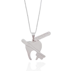 Colar Profissão Dentista Banho Ródio Branco - comprar online