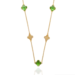 Colar Trevo Cristal Calcita Banho Ouro 18K - comprar online