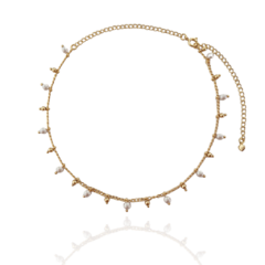 Choker Pérolas e Bolinhas Banho Ouro 18K