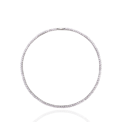 Choker Riviera de Três Pontas Zircônias Brancas Banho Ródio Branco
