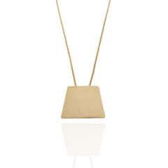 Colar Pingente Trapézio Espelhado Banho Ouro 18k