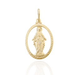 Pingente Oval Nossa Senhora das Graças Banho Ouro 18K