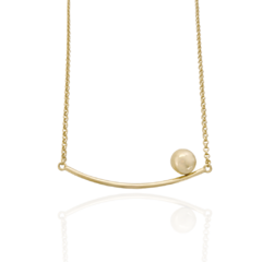 Colar Arco com Esfera Espelhada Banho Ouro 18K