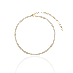 Choker Riviera Zircônias Brancas Banho Ouro 18K