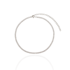Choker Riviera Zircônias Brancas Banho Ródio Branco