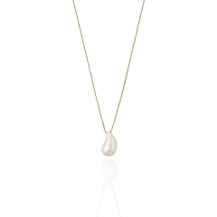 Colar Gota Curva de Pérola Banho Ouro 18K - comprar online