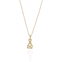 Colar Pingente Gatinha Espelhada Banho Ouro 18K - comprar online