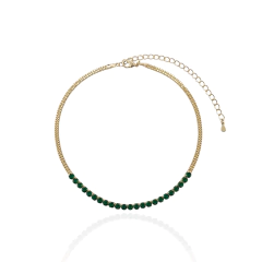 Choker Veneziana Dupla com Faixa de Riviera Esmeralda Banho Ouro 18K - comprar online