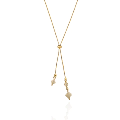 Colar Gravatinha Com Trevos em Madrepérola e Ponto de Luz Banho Ouro 18K - comprar online