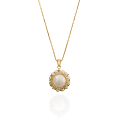 Colar Pingente Flor de Pérola e Aramado Banho Ouro 18K - comprar online