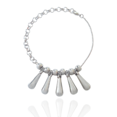 Pulseira Elo Português Gotas Espelhadas Banho Ródio Branco - comprar online