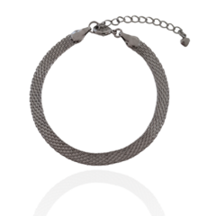 Pulseira Trama Trançada Banho Ródio Negro