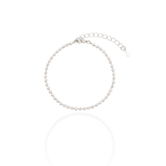 Pulseira Bolinhas Lisas e Diamantadas Banho Ródio Branco