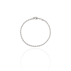Pulseira Cordão Baiano Banho Ródio Branco