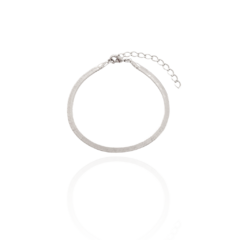 Pulseira Fita Espelhada Banho Ródio Branco