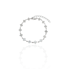 Pulseira Trevinhos Espelhados Banho Ródio Branco