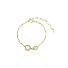 Pulseira Pérolas Envolta Em Aros Texturizados Banho Ouro 18k - comprar online