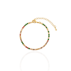 Pulseira Riviera Zircônias Coloridas Banho Ouro 18k - comprar online