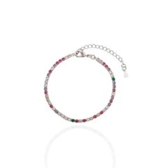 Pulseira Riviera Zircônias Coloridas Banho Ródio Branco - comprar online