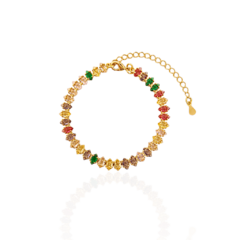 Pulseira Riviera Zircônias Navetes Coloridas Banho Ouro 18k - comprar online