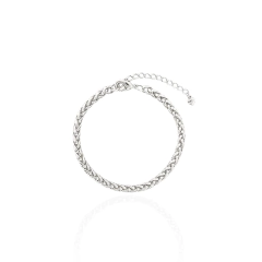 Pulseira Roliça Trançada Banho Ródio Branco - comprar online