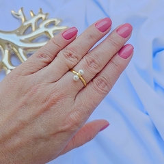 Anel Duas Pérolas Banho Ouro 18K - comprar online