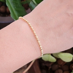 Pulseira Bolinhas Lisas e Diamantadas Banho Ouro 18k - comprar online