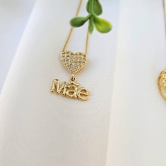 Colar Coração Cravejado Mãe Banho Ouro 18k na internet