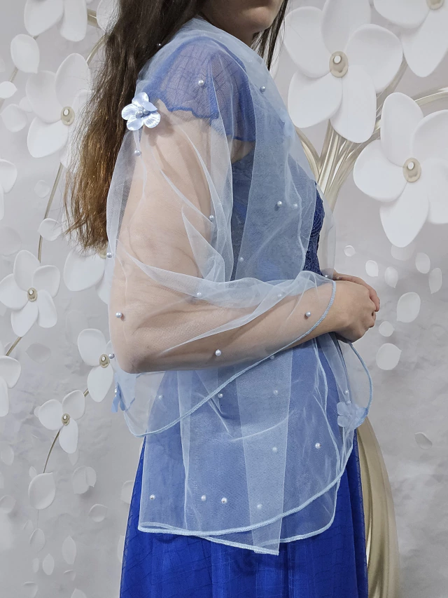 Pashmina TUL FLORES 3D PERLAS — imagen 15