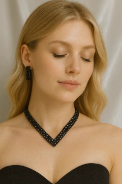 Imagen de Set collar y aros STRASS SIMPLE