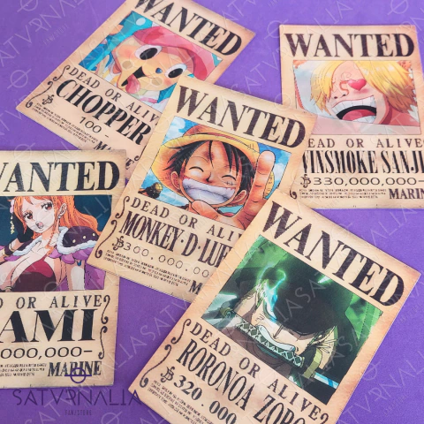 Stickers 3D lenticular Wanted - One Piece - comprar online