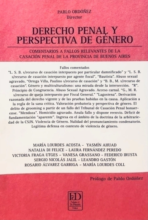 DERECHO PENAL Y PERSPECTIVA DE GENERO ORDOÑEZ PABLO (Director) - comprar online