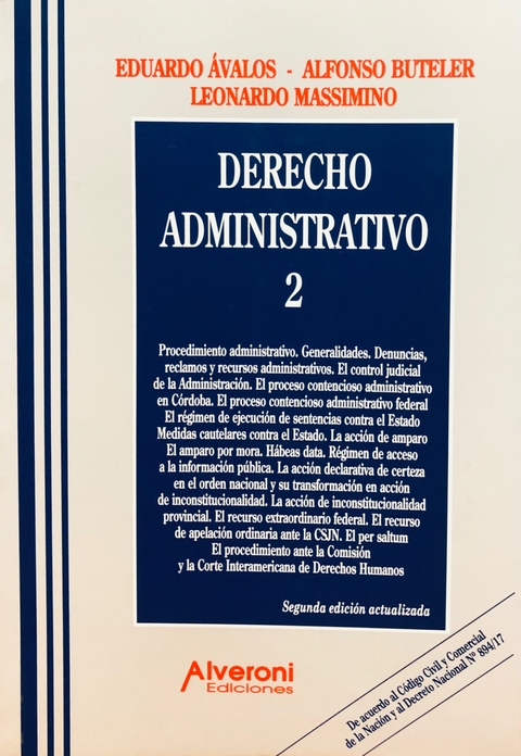 DERECHO ADMINISTRATIVO 2 Eduardo Ávalos - Alfonso Buteler - Leonardo Massimino
