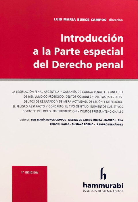Introducción a la parte especial del Derecho penal - Bunge Campos -