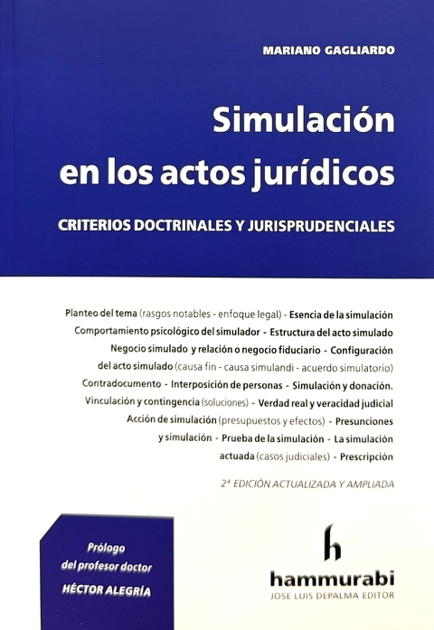 Simulación en los actos jurídicos Gagliardo. - comprar online
