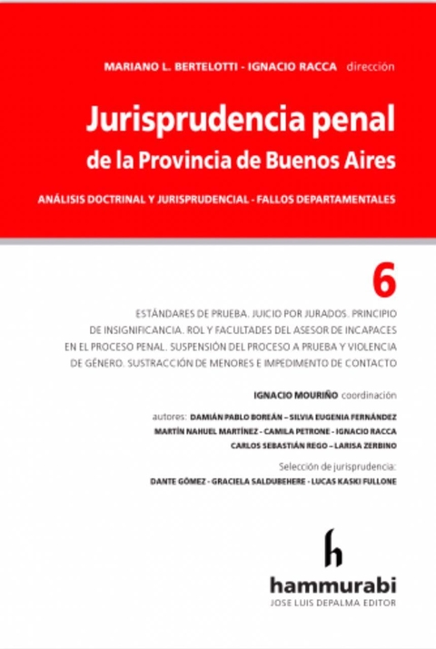 Jurisprudencia penal BA, t. 6 Autor: BERTELOTTI MARIANO L., RACCA IGNACIO